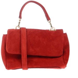 Brand New My Choice Red Genuine Leather Suede Mini Shoulder Bag Made in Italy.